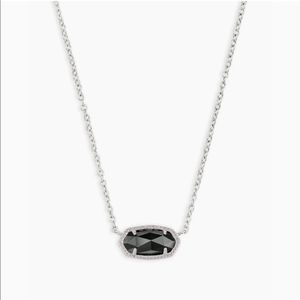Elisa Silver Pendant Necklace In Black Opaque Glass